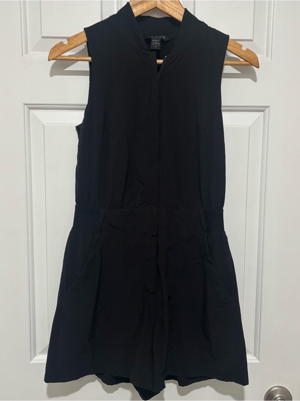 Athleta Brooklyn Utility Romper Womens Black Sleeveless Romper Dress Small
